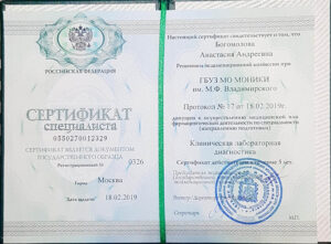 Дипломы и сертификаты БОГОМОЛОВА АНАСТАСИЯ АНДРЕЕВНА - фото 1