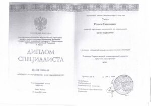 Дипломы и сертификаты Сигал Родион Евгеньевич - фото 1