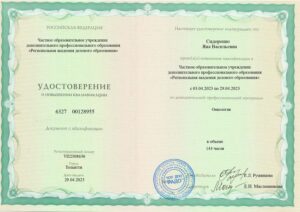 Дипломы и сертификаты Сидоренко Яна Васильевна - фото 8